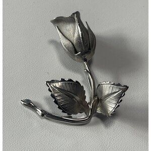 Vintage Giovanni Silver Tone Rose Brooch Pin Jewelry Costume Jewelry